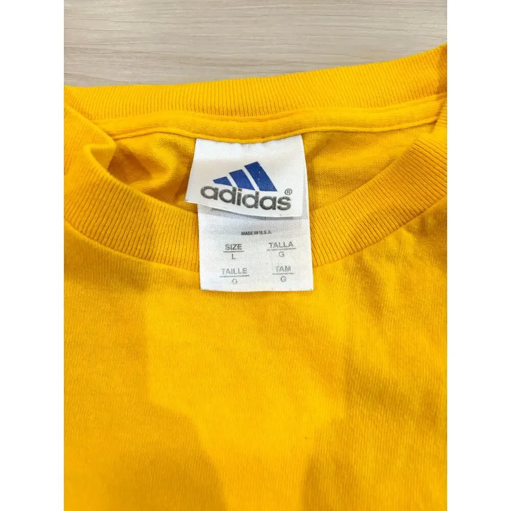 Adidas Athletic Y2K 2000s yellow sportswear embroidered logo Men’s t/shirt L